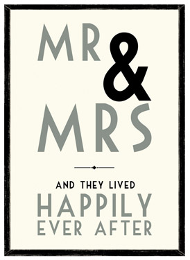 Mr & Mrs and They Lived Happily Ever After Wooden Framed A4 Print East of India